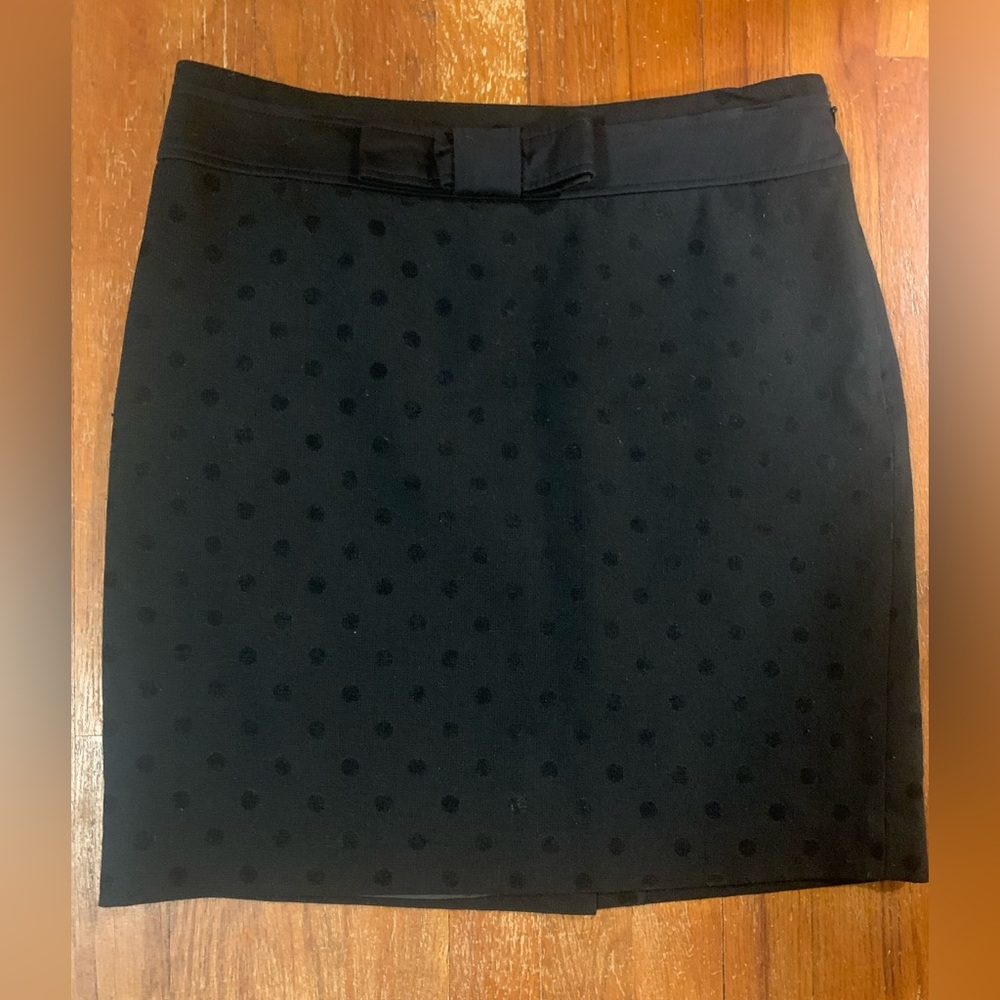 Black Polka Dot Pencil Skirt with Bow